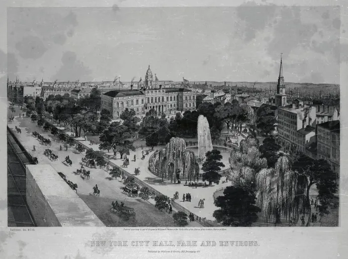 Framed Print : Aerial View of City Hall Park and Environment in NYC Framed Print : Aerial View of City Hall Park and Environment in NYC