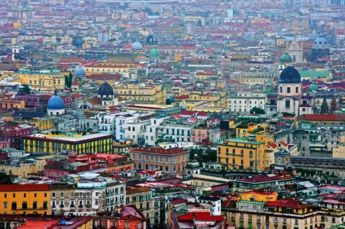 Framed Print : Aerial view of colourful old district of Naples Framed Print : Aerial view of colourful old district of Naples