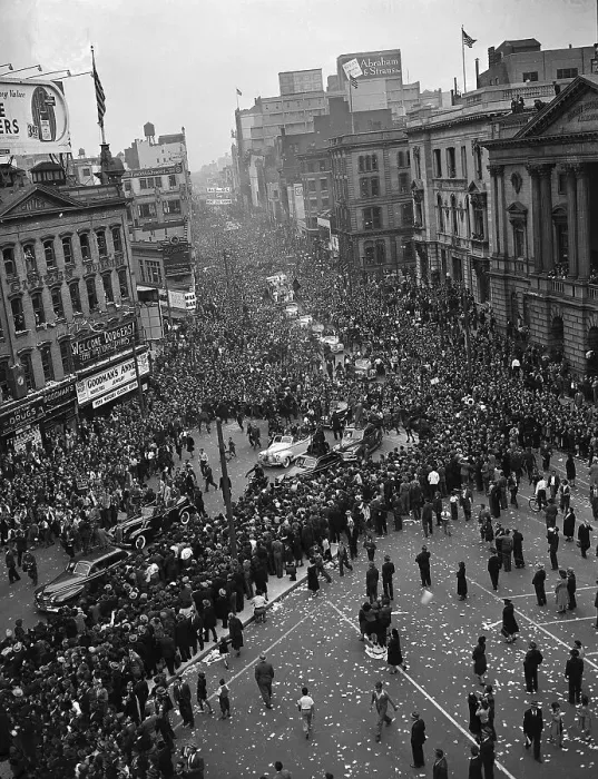 Framed Print : Aerial View Of Crowd; Dodger Parade Framed Print : Aerial View Of Crowd; Dodger Parade