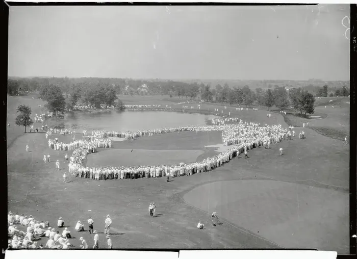 Framed Print : Aerial View of Crowd Watching Golf Tournament Framed Print : Aerial View of Crowd Watching Golf Tournament