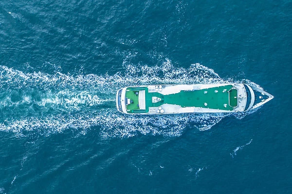 Aerial view of cruise boat