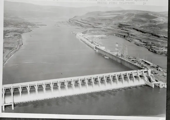 Framed Print : Aerial View of Dalles Dam Area Framed Print : Aerial View of Dalles Dam Area
