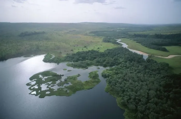 Framed Print : An Aerial View of a Delta at Bateke National Park Framed Print : An Aerial View of a Delta at Bateke National Park
