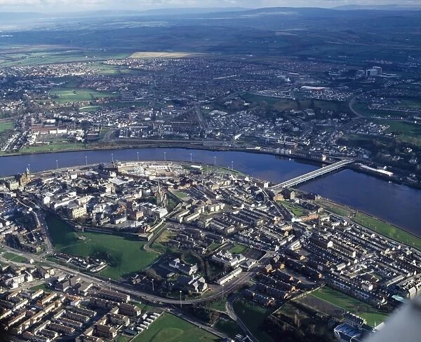 Aerial View of Derry City including the Foyle Bridge, Co Derry, Ireland