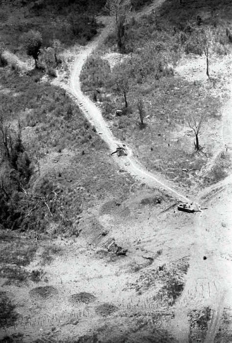 Framed Print : Aerial View of Destroyed Tanks