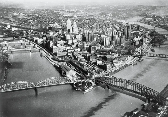 Framed Print : Aerial View of Downtown Pittsburgh