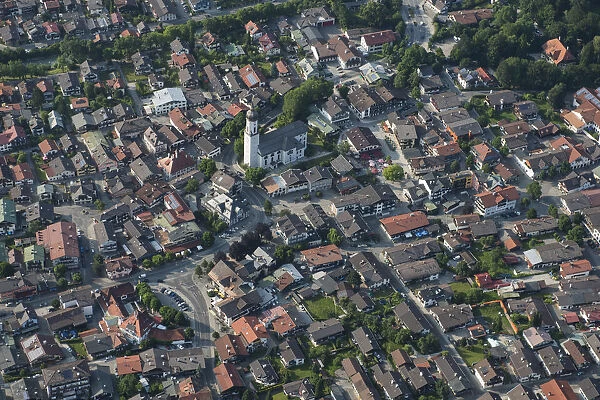 Aerial view, Garmisch, Garmisch-Partenkirchen, Bavaria, Germany