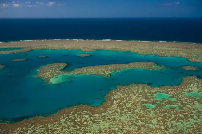 Framed Print : Aerial view of the Great Barrier Reef, UNESCO World Heritage Site, Queensland, Australia