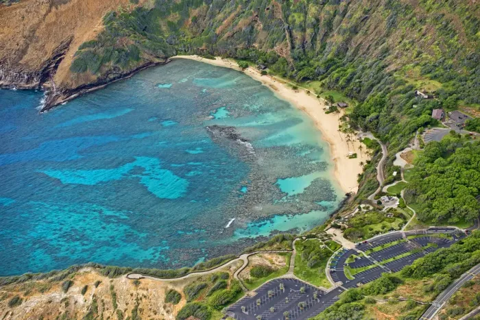 Framed Print : Aerial view, Hanauma Bay Oahu, Hawaii, United States Framed Print : Aerial view, Hanauma Bay Oahu, Hawaii, United States