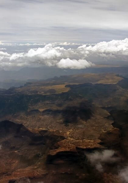 Aerial view of high Semien mountain plateaux