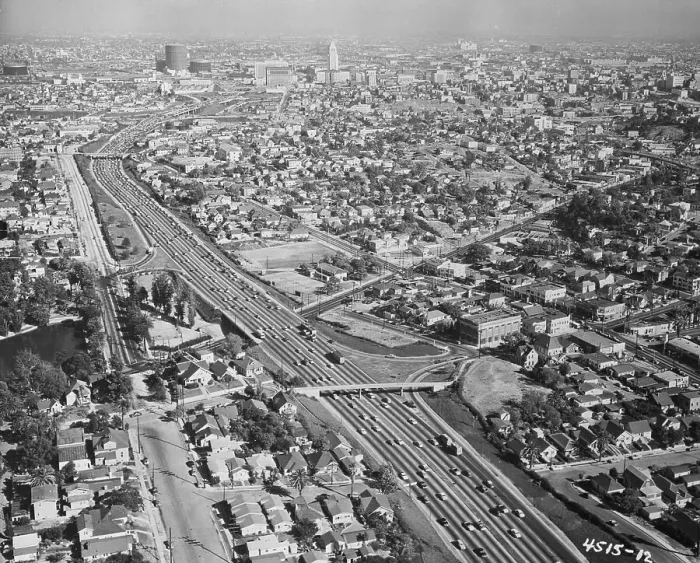 Framed Print : Aerial View of Hollywood Freeway Area Framed Print : Aerial View of Hollywood Freeway Area