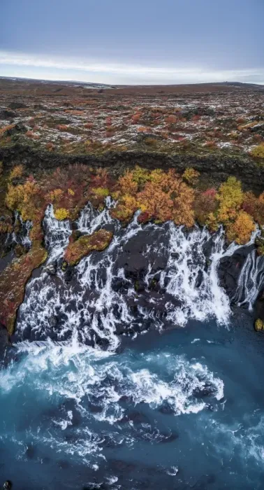 Framed Print : Aerial view of Hraunfossar, Iceland Framed Print : Aerial view of Hraunfossar, Iceland