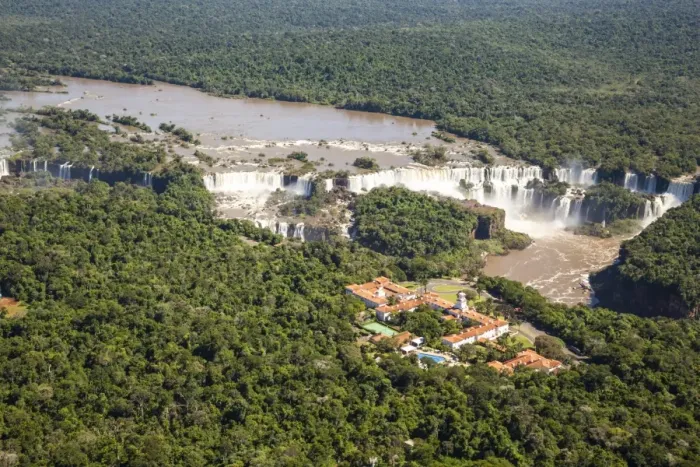 Framed Print : Aerial view of Iguazu Waterfalls, Argentina Brazil