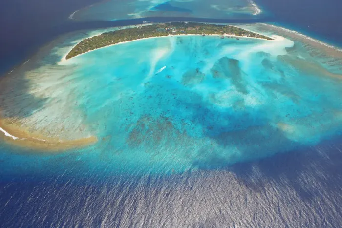Framed Print : Aerial view of Island Hideaway Maldives Framed Print : Aerial view of Island Hideaway Maldives