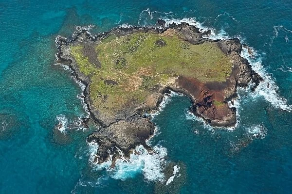 Aerial view, Kaohikaipu Island, Black Rock or Turtle Island, Oahu, Hawaii, United States