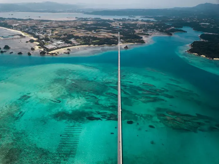 Framed Print : Aerial view of Kouri Bridge Framed Print : Aerial view of Kouri Bridge