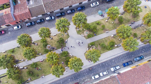 Aerial view of La Union Public Park, Antigua, Guatemala