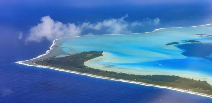 Framed Print : Aerial view of lagoon, Bora Bora, French Polynesia Framed Print : Aerial view of lagoon, Bora Bora, French Polynesia