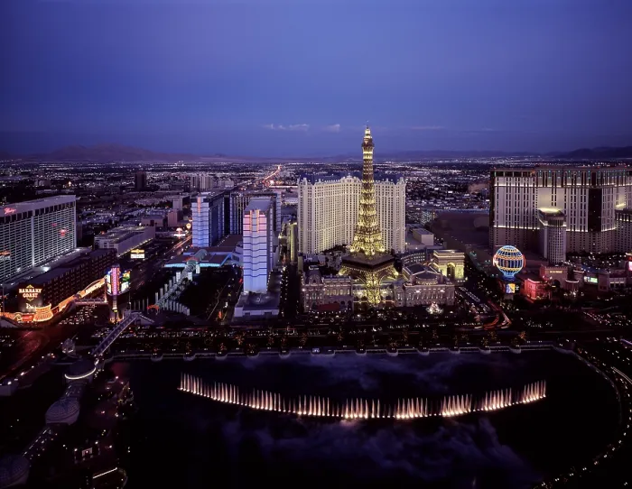 Framed Print : Aerial view of Las Vegas, Nevada, with a focus on Las Vegas Strip casinos, including the Paris Las V Framed Print : Aerial view of Las Vegas, Nevada, with a focus on Las Vegas Strip casinos, including the Paris Las V
