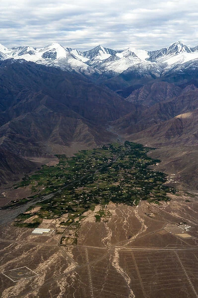 The aerial view of Leh Ladakh, India