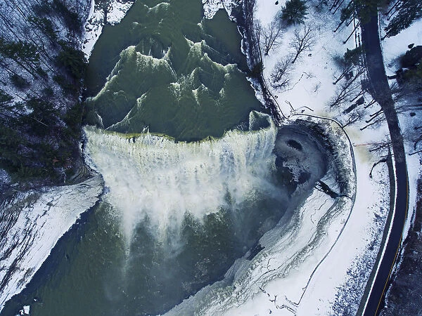 Aerial view of Letchworth State Park in Winter
