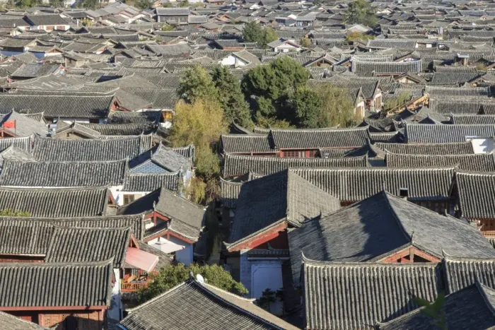 Framed Print : Aerial view of Lijiang Old Town in Yunnan, China Framed Print : Aerial view of Lijiang Old Town in Yunnan, China