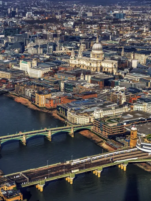 Framed Print : Aerial view of London and St Pauls Cathedral