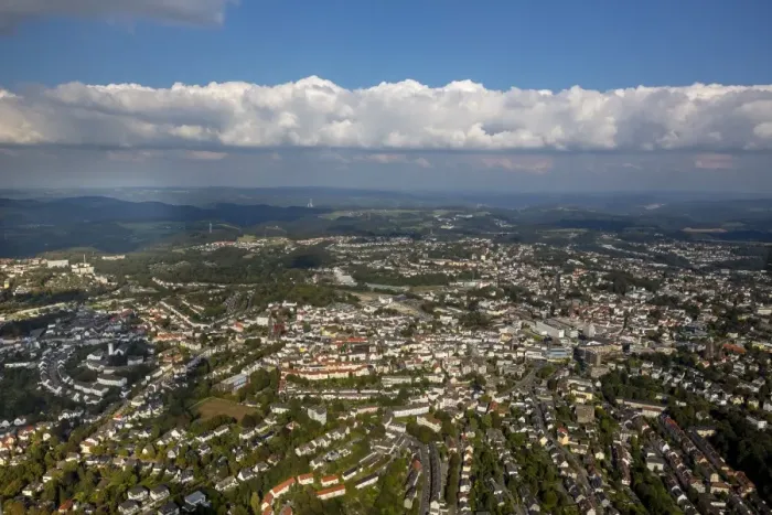 Framed Print : Aerial view, Ludenscheid, North Rhine-Westphalia, Germany Framed Print : Aerial view, Ludenscheid, North Rhine-Westphalia, Germany