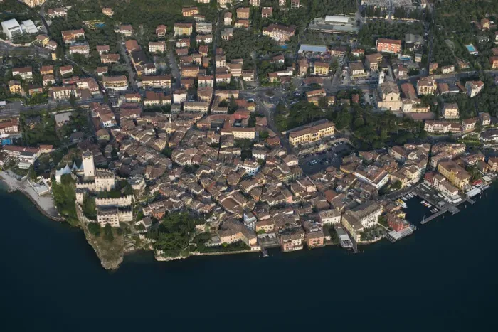 Framed Print : Aerial view, Malcesine, historic town, Lake Garda, Veneto, Verona Province, Italy Framed Print : Aerial view, Malcesine, historic town, Lake Garda, Veneto, Verona Province, Italy