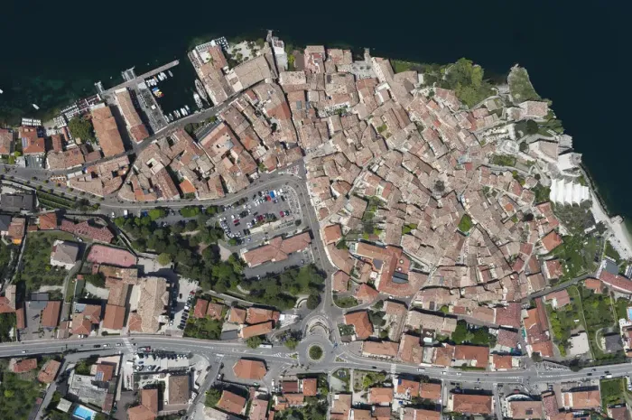 Framed Print : Aerial view, Malcesine, historic town, Lake Garda, Veneto, Verona Province, Italy Framed Print : Aerial view, Malcesine, historic town, Lake Garda, Veneto, Verona Province, Italy