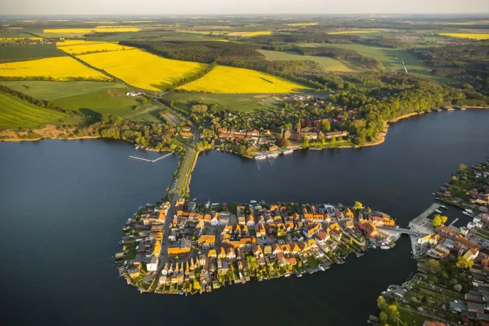 Framed Print : Aerial view, Malchow with Malchower See lake and the island with the historic centre and its old market square, Malchow, Mecklenburg Lake District, Mecklenburg-Western Pomerania, Germany Framed Print : Aerial view, Malchow with Malchower See lake and the island with the historic centre and its old market square, Malchow, Mecklenburg Lake District, Mecklenburg-Western Pomerania, Germany