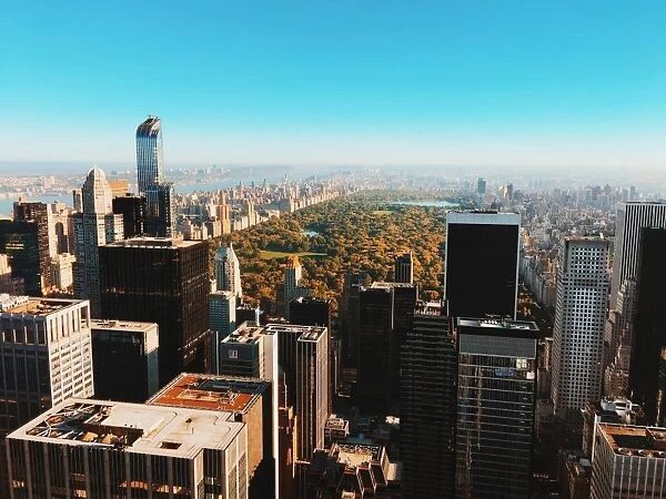 Aerial view of Manhattan in autumn