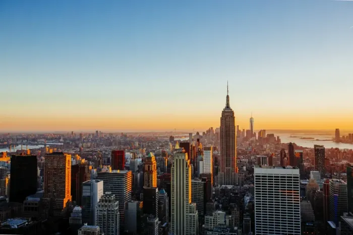 Framed Print : Aerial view of Manhattan skyline at sunset, New York City, USA Framed Print : Aerial view of Manhattan skyline at sunset, New York City, USA