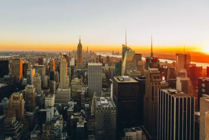 Framed Print : Aerial view of Manhattan at sunset, New York City, USA Framed Print : Aerial view of Manhattan at sunset, New York City, USA
