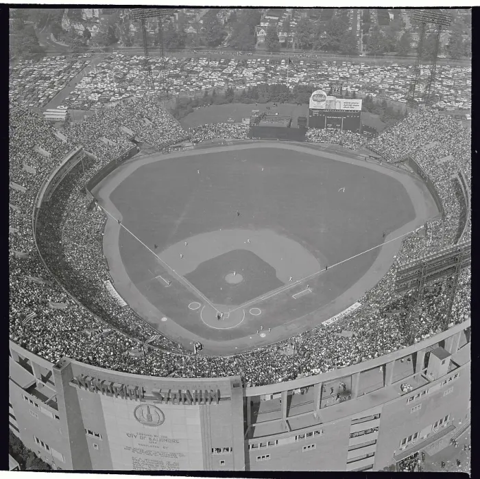 Framed Print : Aerial View of Memorial Baseball Stadium