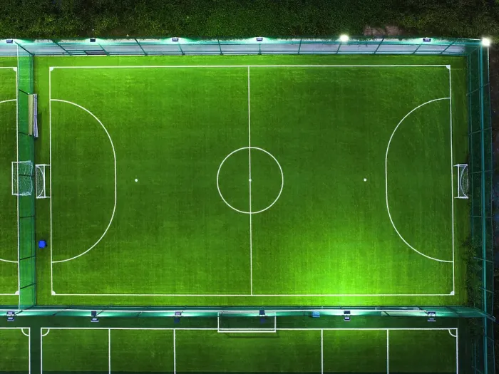 Framed Print : Aerial view of mini football field at night Framed Print : Aerial view of mini football field at night