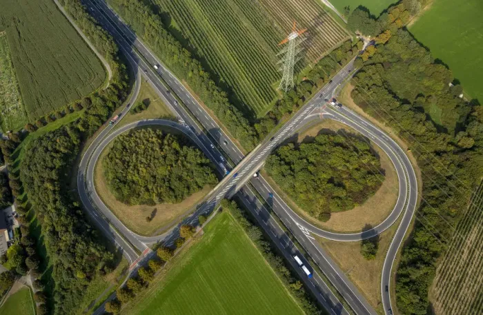 Framed Print : Aerial view, motorway exit A31 Kirchhellen Friesenspiess, Bottrop, Ruhr district, North Rhine-Westphalia, Germany Framed Print : Aerial view, motorway exit A31 Kirchhellen Friesenspiess, Bottrop, Ruhr district, North Rhine-Westphalia, Germany
