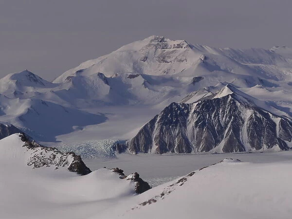 Aerial view of mountains and glaciers, Transantarctic mountains, Antarctica