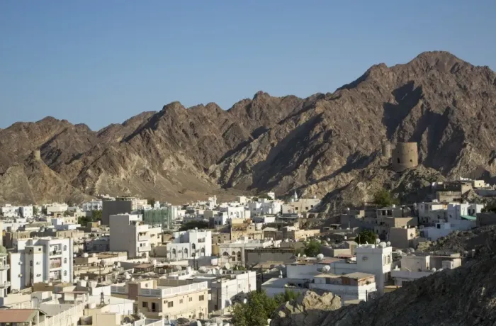 Framed Print : Aerial view of Muscat and mountains Framed Print : Aerial view of Muscat and mountains