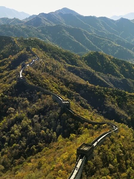 aerial view of the mutianyu section of the great wall of china