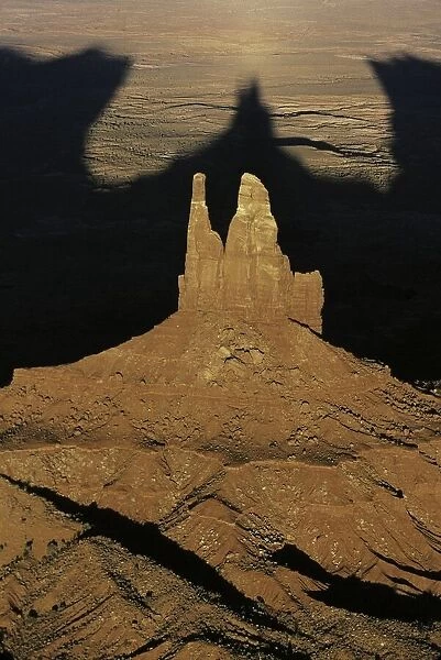 This is an aerial view of the Navajo Tribal Park at sunset