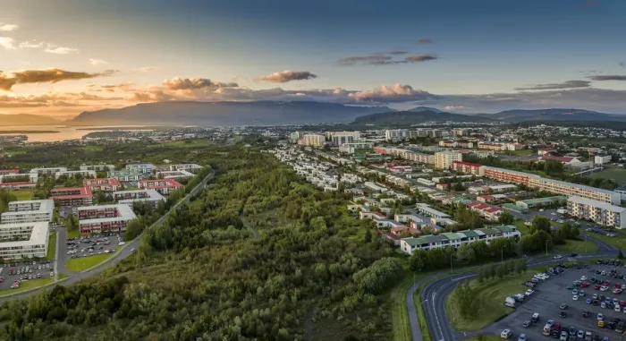 Framed Print : Aerial view of Neighborhood of Reykjavik