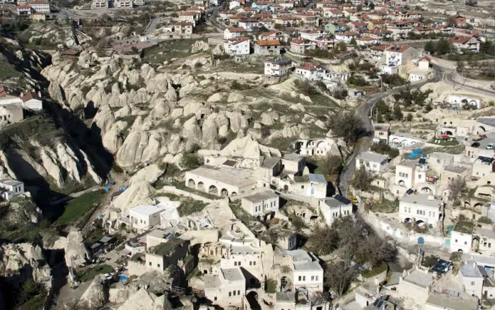 Framed Print : Aerial view of Ortahisar town, Cappadochia Framed Print : Aerial view of Ortahisar town, Cappadochia