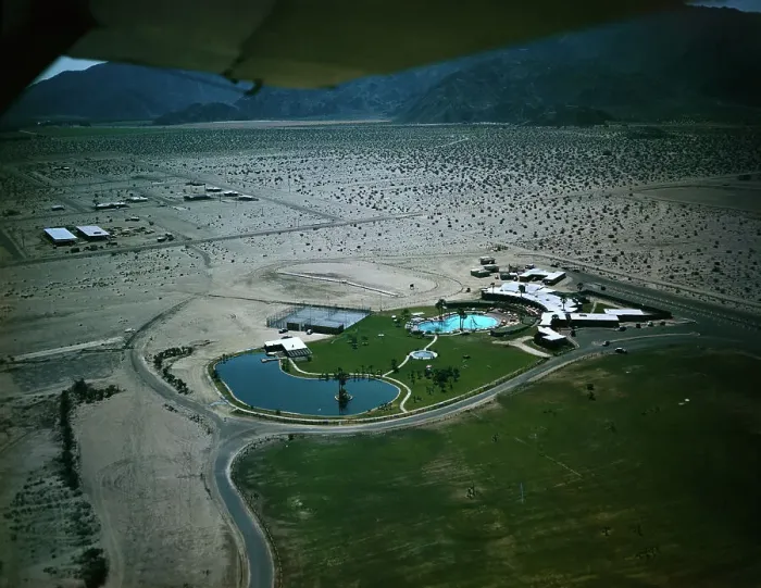 Framed Print : Aerial view of Palm Springs Hotel