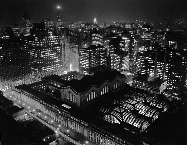 Aerial View Of Penn Station At Night