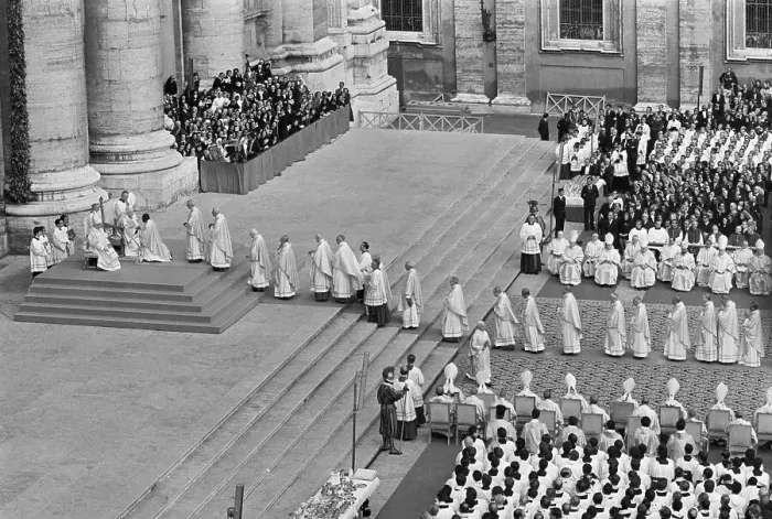 Framed Print : Aerial View Of People Lined Up At Church Framed Print : Aerial View Of People Lined Up At Church