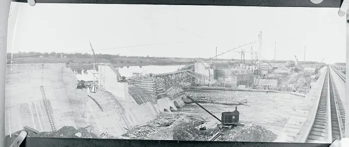 Framed Print : Aerial View of Pike Rapids Dam Construction Framed Print : Aerial View of Pike Rapids Dam Construction