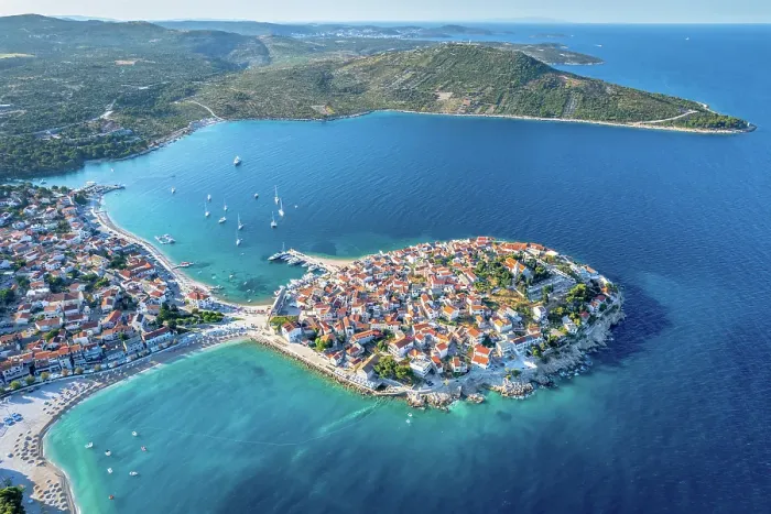Framed Print : Aerial view of Primoten, Sibenik-Knin, Croatia Framed Print : Aerial view of Primoten, Sibenik-Knin, Croatia