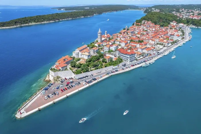 Framed Print : Aerial view of Rab old town, Rab island, Croatia Framed Print : Aerial view of Rab old town, Rab island, Croatia