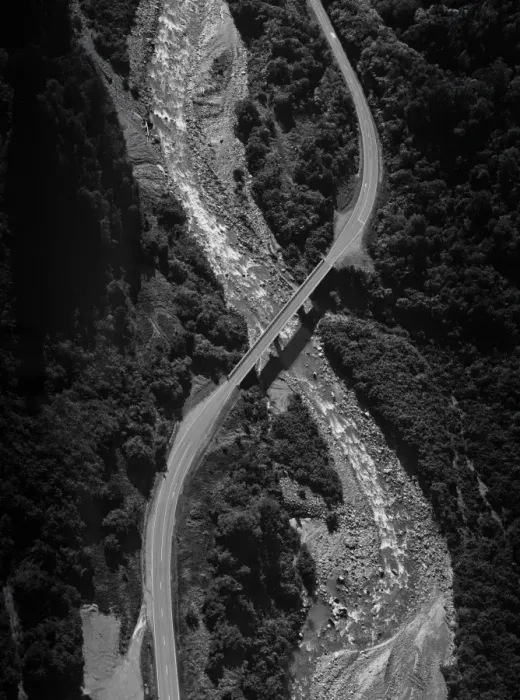 Framed Print : Aerial view of river and bridge Framed Print : Aerial view of river and bridge
